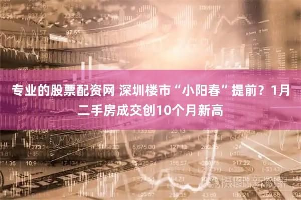专业的股票配资网 深圳楼市“小阳春”提前？1月二手房成交创10个月新高